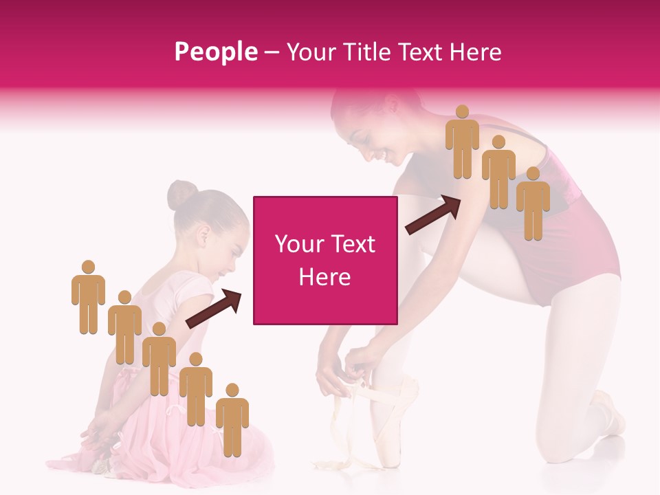 Young Female Ballet Dancer Showing A Young Dancer How To Tie A Ballet Pointe Shoe Against A White Background. Not Isolated PowerPoint Template