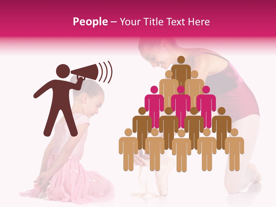 Young Female Ballet Dancer Showing A Young Dancer How To Tie A Ballet Pointe Shoe Against A White Background. Not Isolated PowerPoint Template