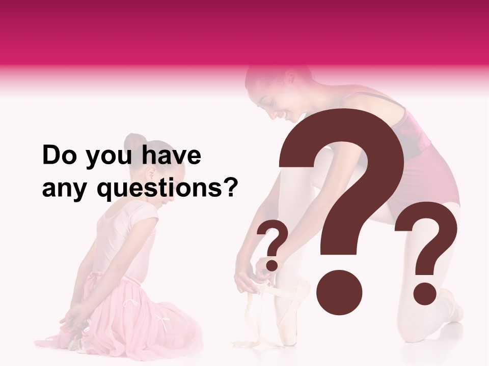 Young Female Ballet Dancer Showing A Young Dancer How To Tie A Ballet Pointe Shoe Against A White Background. Not Isolated PowerPoint Template