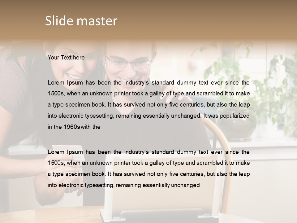 A Happy Couple Holding A Credit Card Shopping Online PowerPoint Template