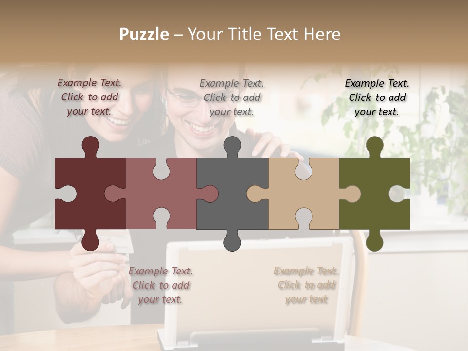 A Happy Couple Holding A Credit Card Shopping Online PowerPoint Template