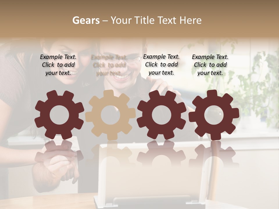 A Happy Couple Holding A Credit Card Shopping Online PowerPoint Template