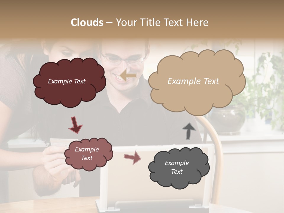 A Happy Couple Holding A Credit Card Shopping Online PowerPoint Template