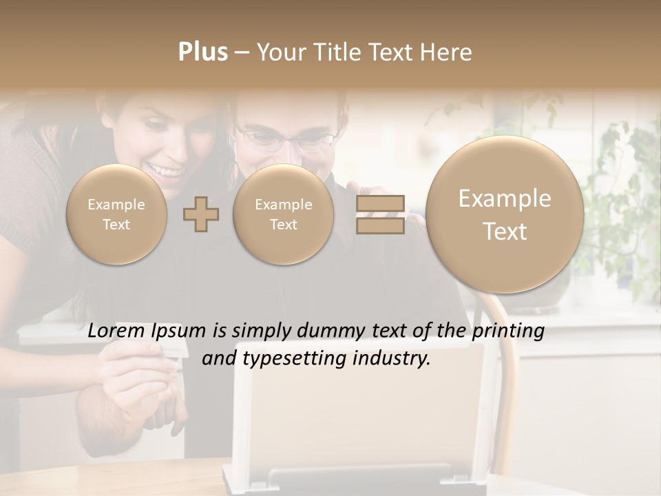 A Happy Couple Holding A Credit Card Shopping Online PowerPoint Template