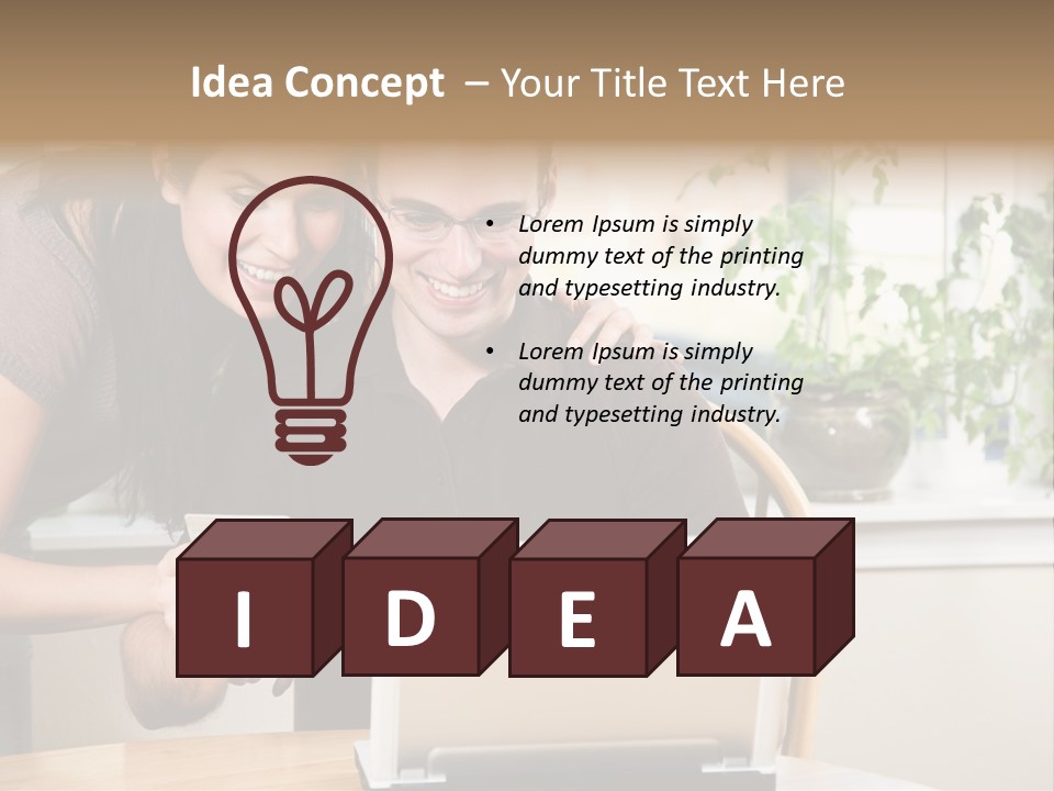 A Happy Couple Holding A Credit Card Shopping Online PowerPoint Template