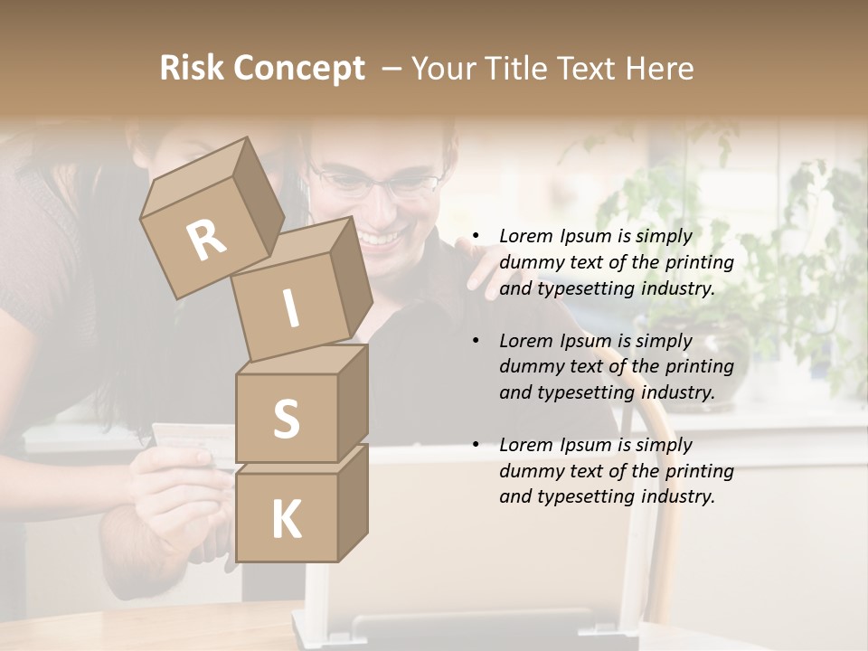 A Happy Couple Holding A Credit Card Shopping Online PowerPoint Template