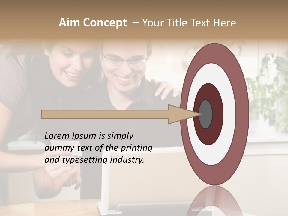 A Happy Couple Holding A Credit Card Shopping Online PowerPoint Template