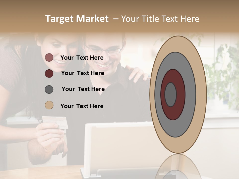 A Happy Couple Holding A Credit Card Shopping Online PowerPoint Template