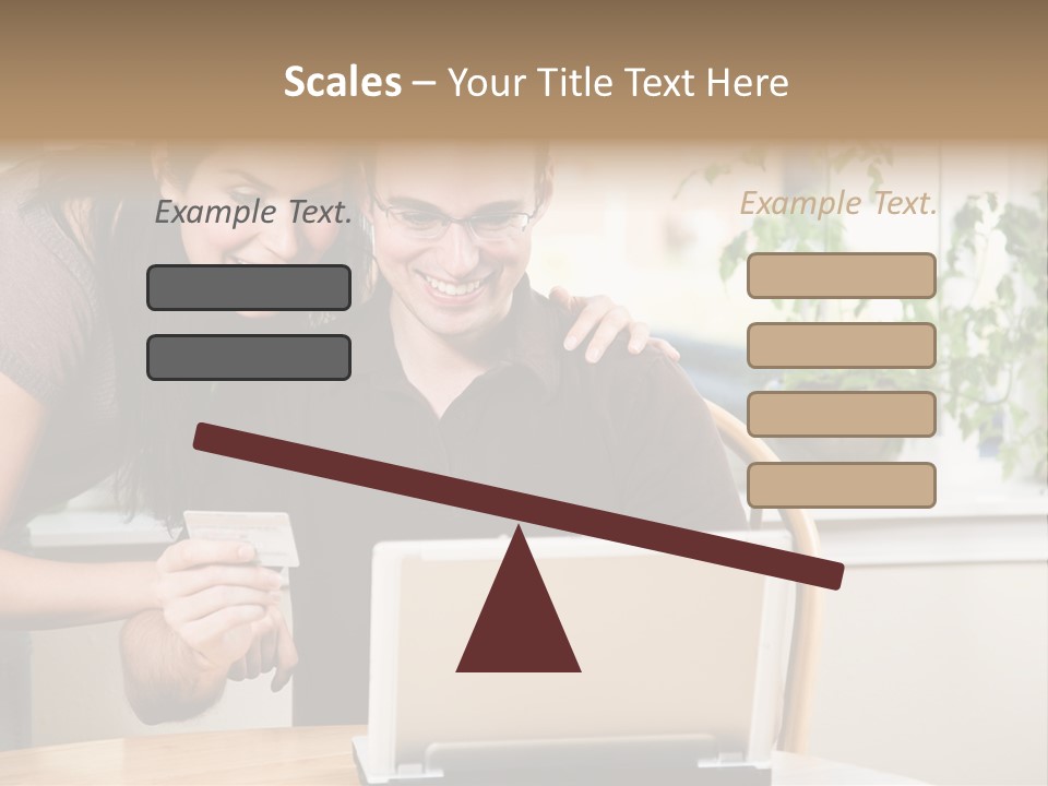 A Happy Couple Holding A Credit Card Shopping Online PowerPoint Template