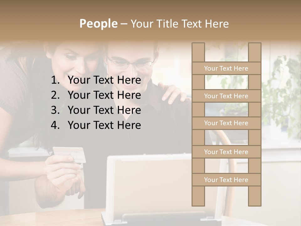 A Happy Couple Holding A Credit Card Shopping Online PowerPoint Template