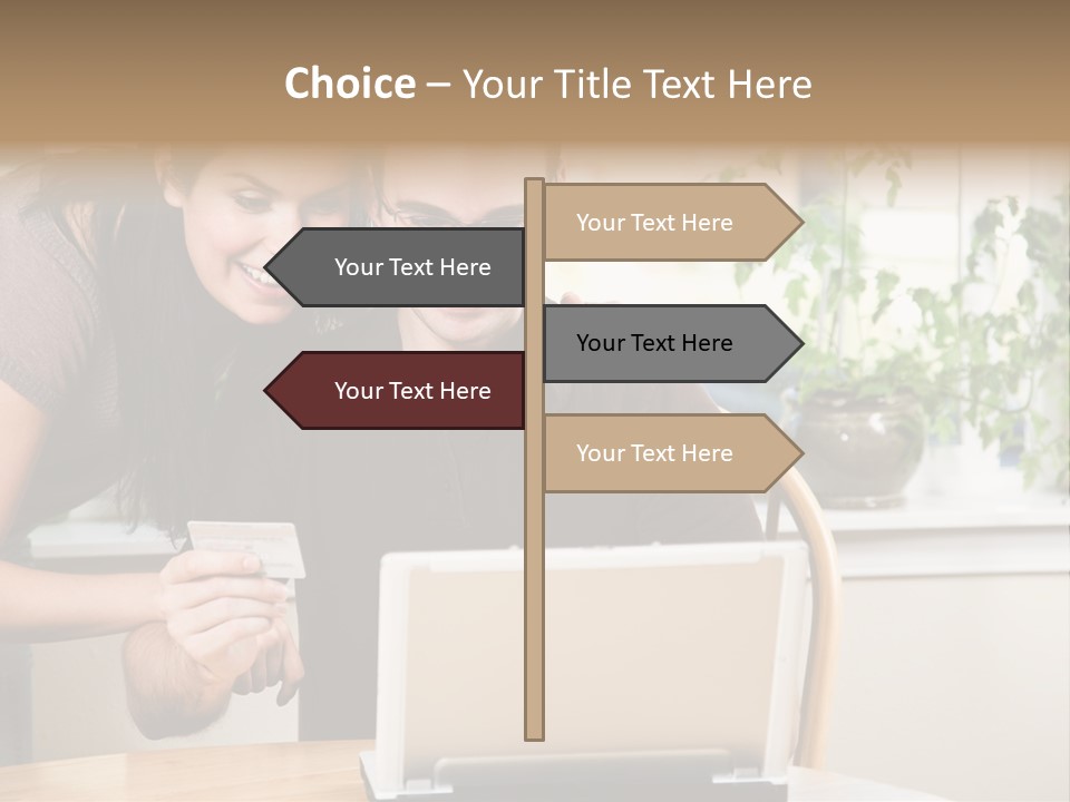 A Happy Couple Holding A Credit Card Shopping Online PowerPoint Template