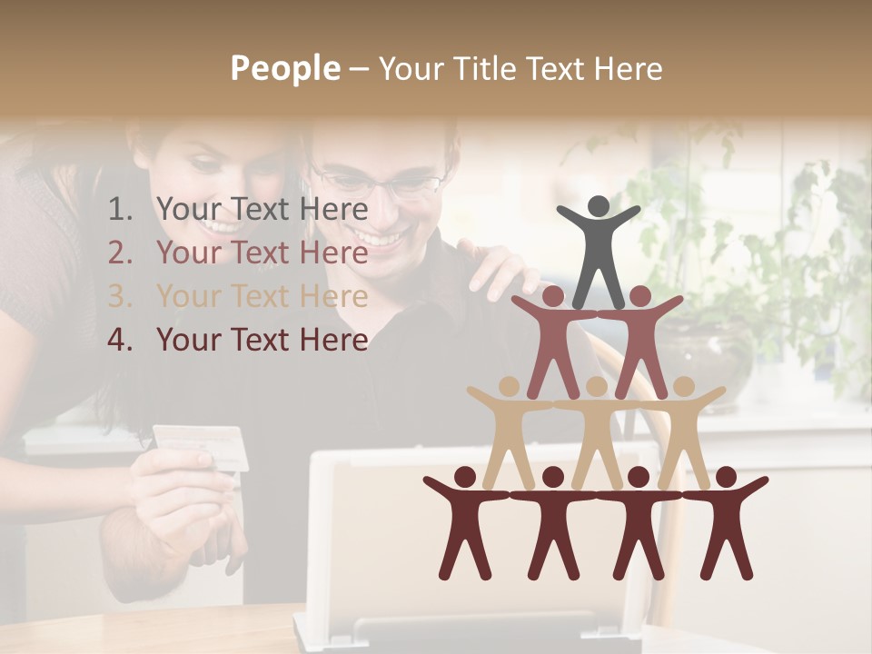 A Happy Couple Holding A Credit Card Shopping Online PowerPoint Template