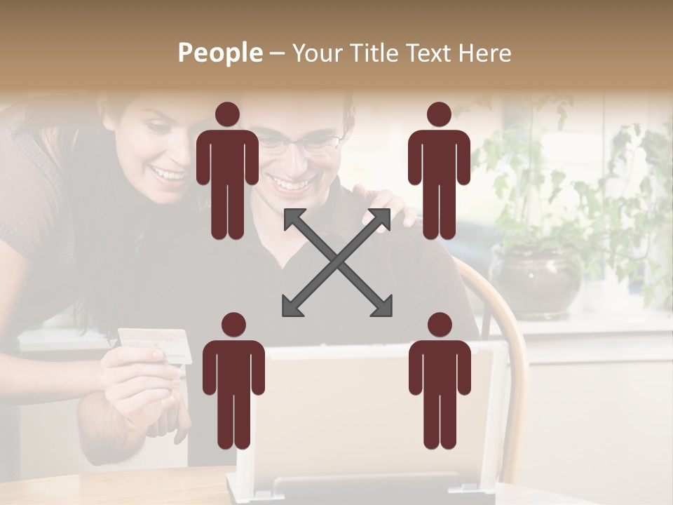 A Happy Couple Holding A Credit Card Shopping Online PowerPoint Template