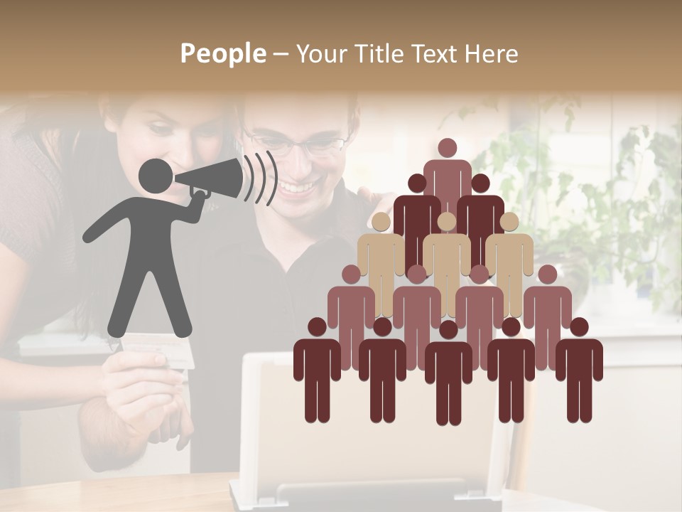 A Happy Couple Holding A Credit Card Shopping Online PowerPoint Template