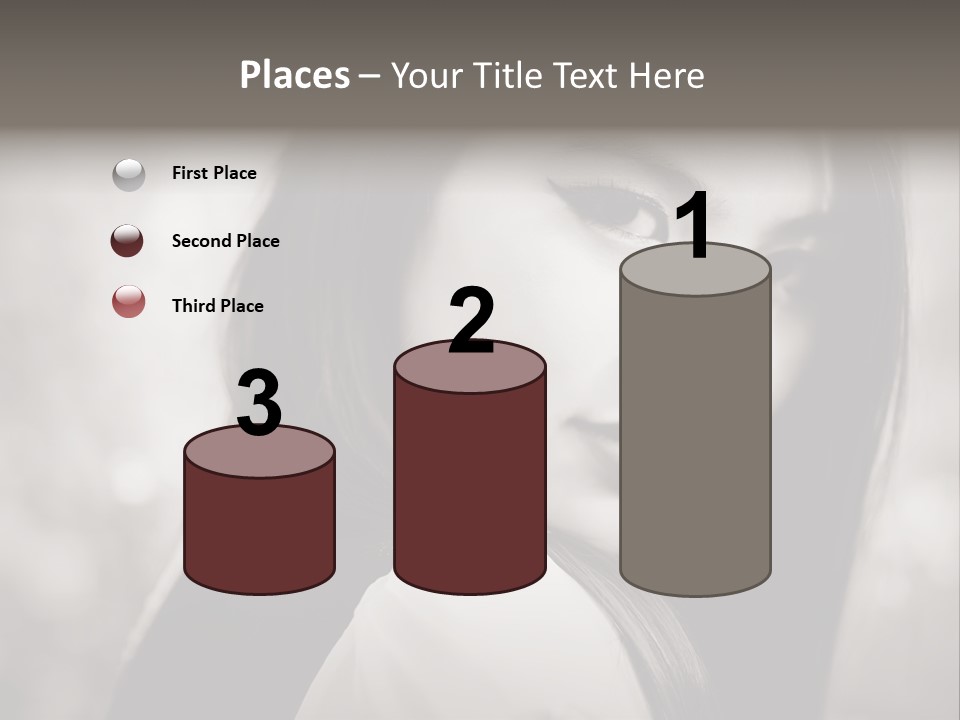 Young Woman Portrait. Black And White. PowerPoint Template