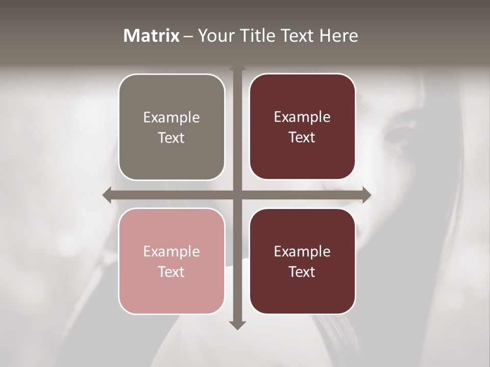 Young Woman Portrait. Black And White. PowerPoint Template