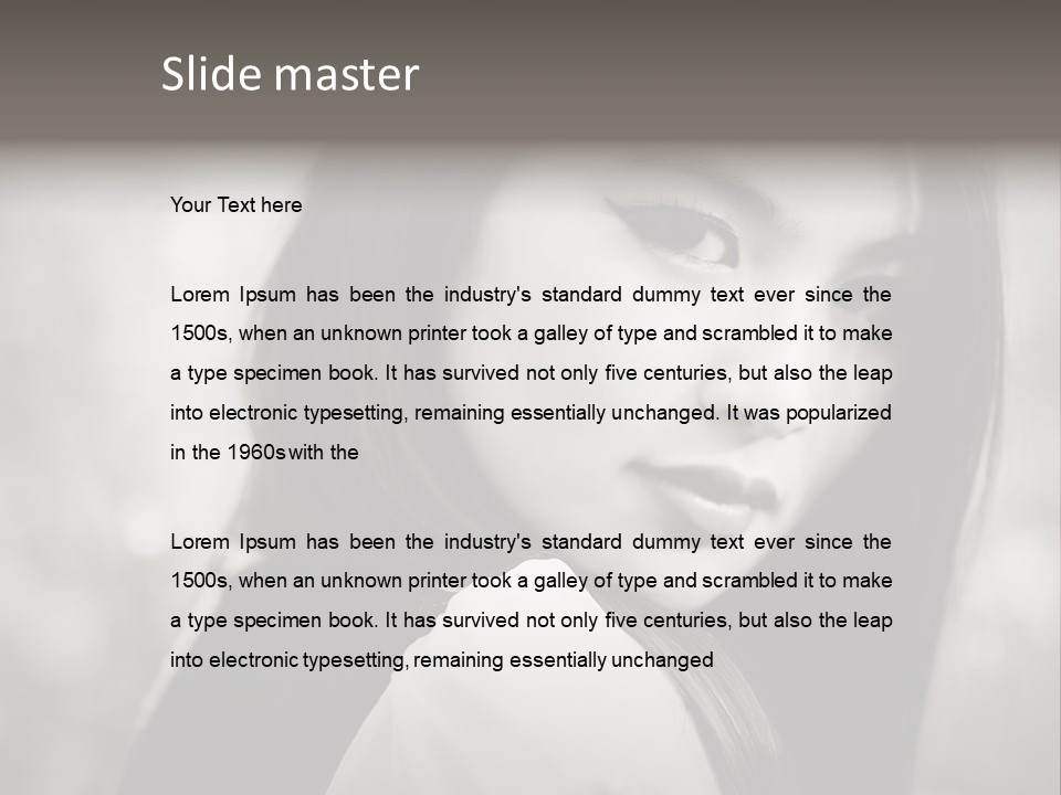 Young Woman Portrait. Black And White. PowerPoint Template