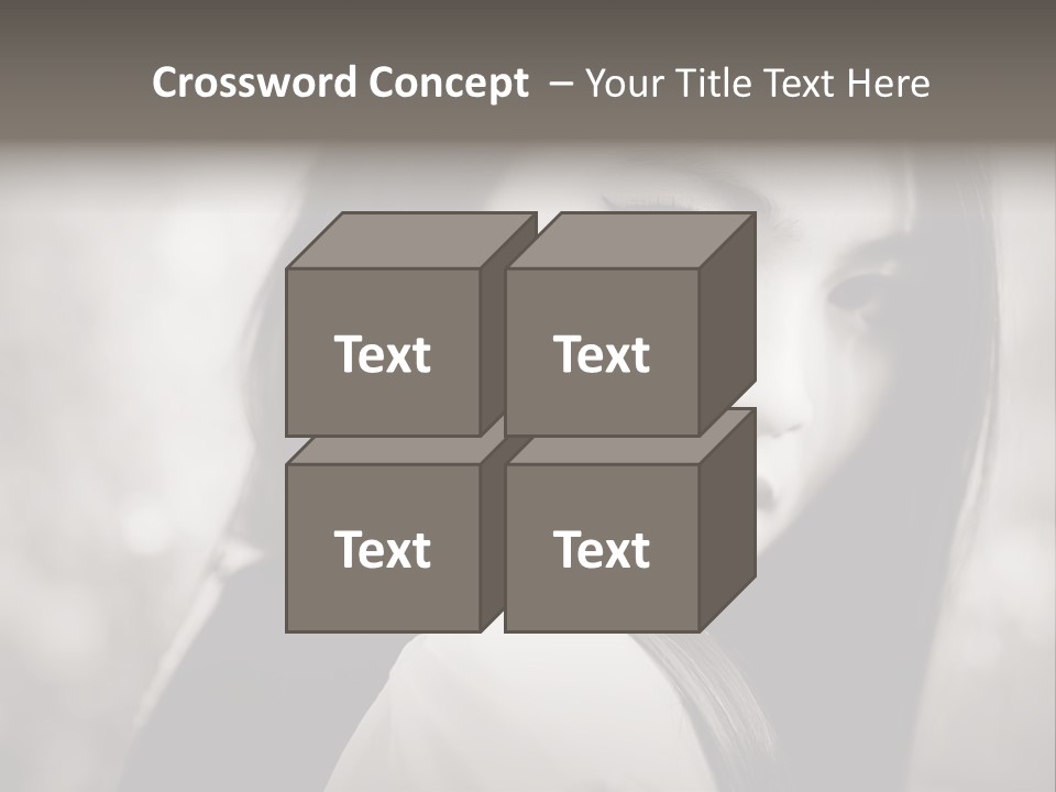 Young Woman Portrait. Black And White. PowerPoint Template