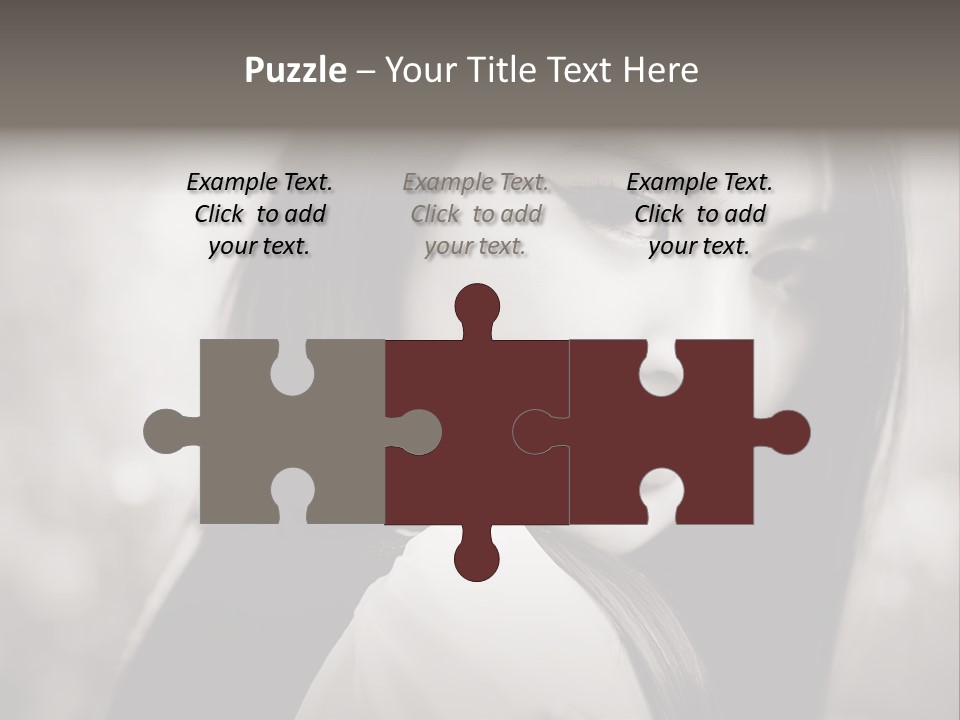 Young Woman Portrait. Black And White. PowerPoint Template