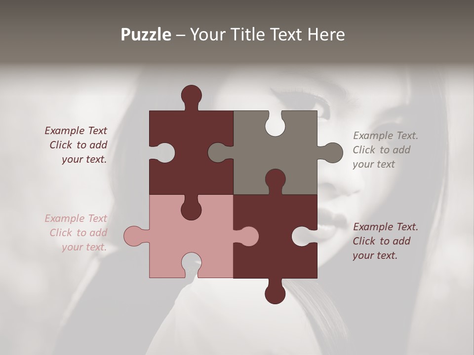 Young Woman Portrait. Black And White. PowerPoint Template