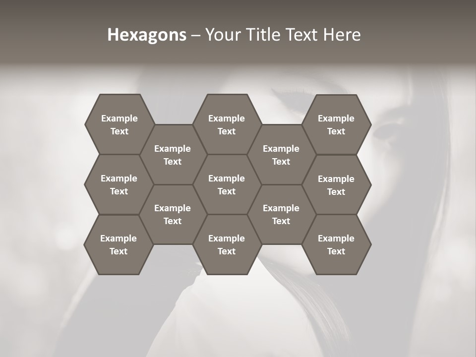 Young Woman Portrait. Black And White. PowerPoint Template