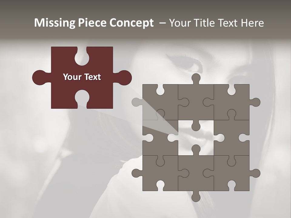 Young Woman Portrait. Black And White. PowerPoint Template