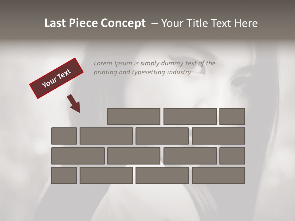 Young Woman Portrait. Black And White. PowerPoint Template