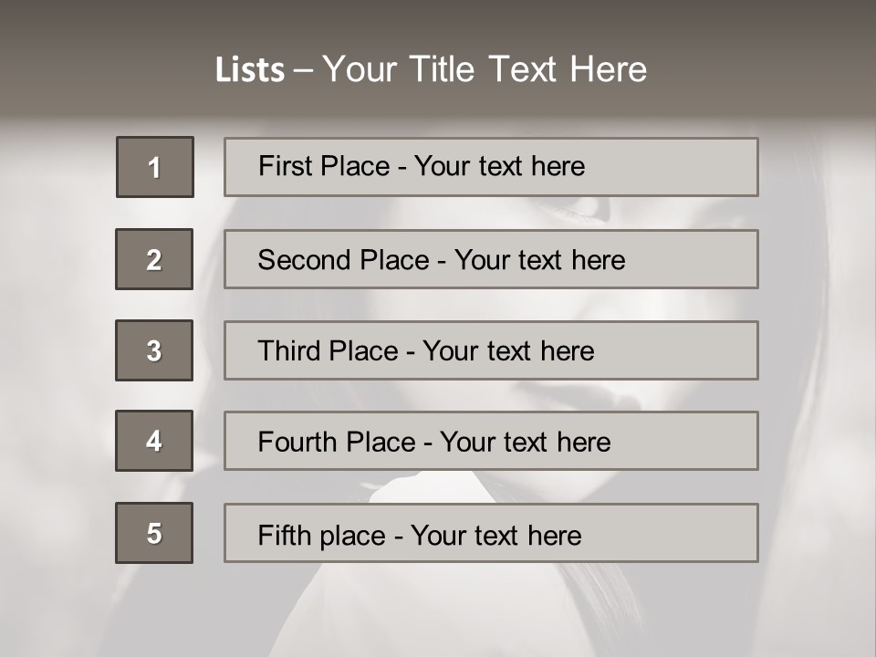 Young Woman Portrait. Black And White. PowerPoint Template