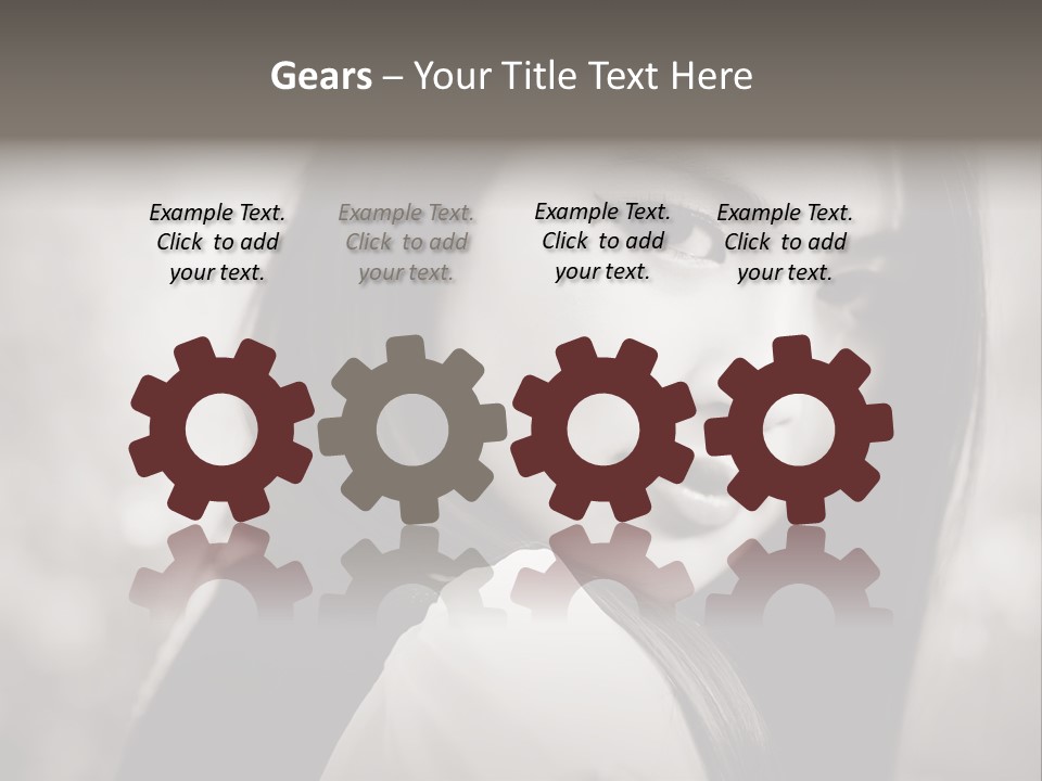 Young Woman Portrait. Black And White. PowerPoint Template