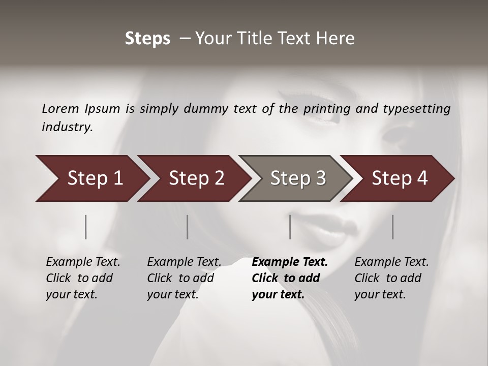 Young Woman Portrait. Black And White. PowerPoint Template