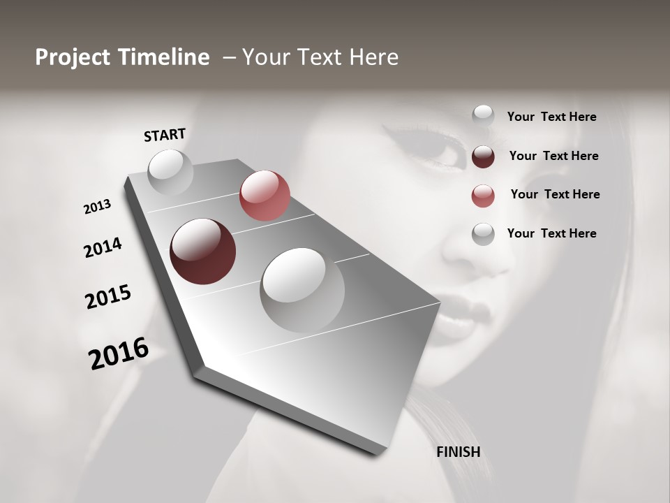 Young Woman Portrait. Black And White. PowerPoint Template