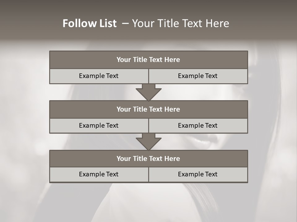 Young Woman Portrait. Black And White. PowerPoint Template