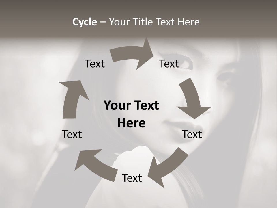 Young Woman Portrait. Black And White. PowerPoint Template