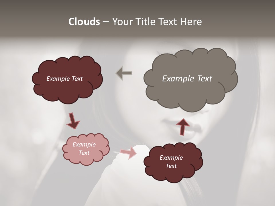 Young Woman Portrait. Black And White. PowerPoint Template