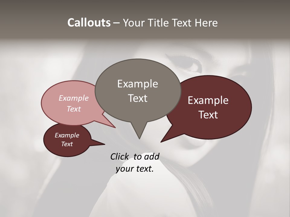 Young Woman Portrait. Black And White. PowerPoint Template