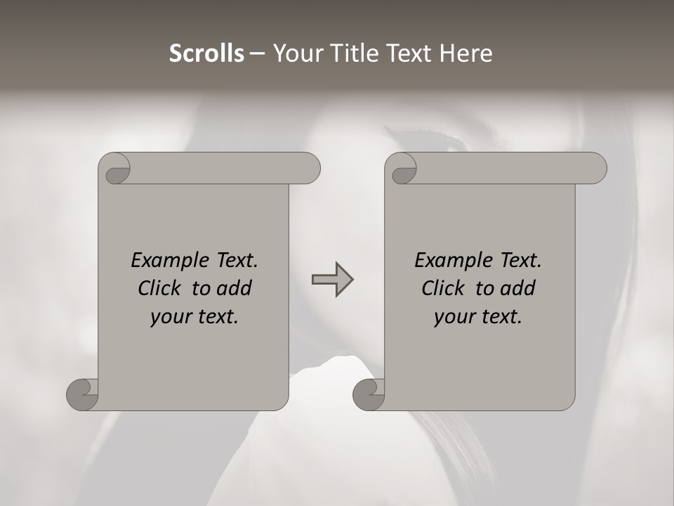 Young Woman Portrait. Black And White. PowerPoint Template