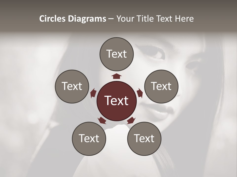 Young Woman Portrait. Black And White. PowerPoint Template