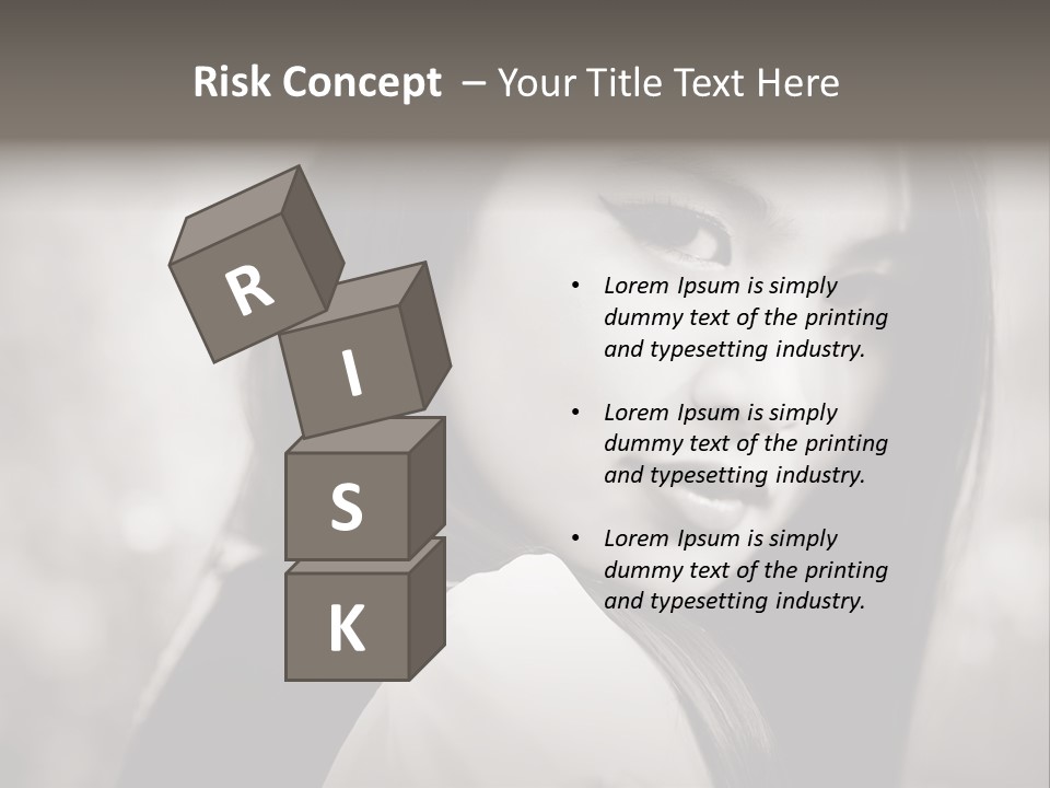 Young Woman Portrait. Black And White. PowerPoint Template