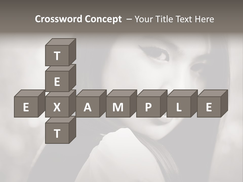 Young Woman Portrait. Black And White. PowerPoint Template