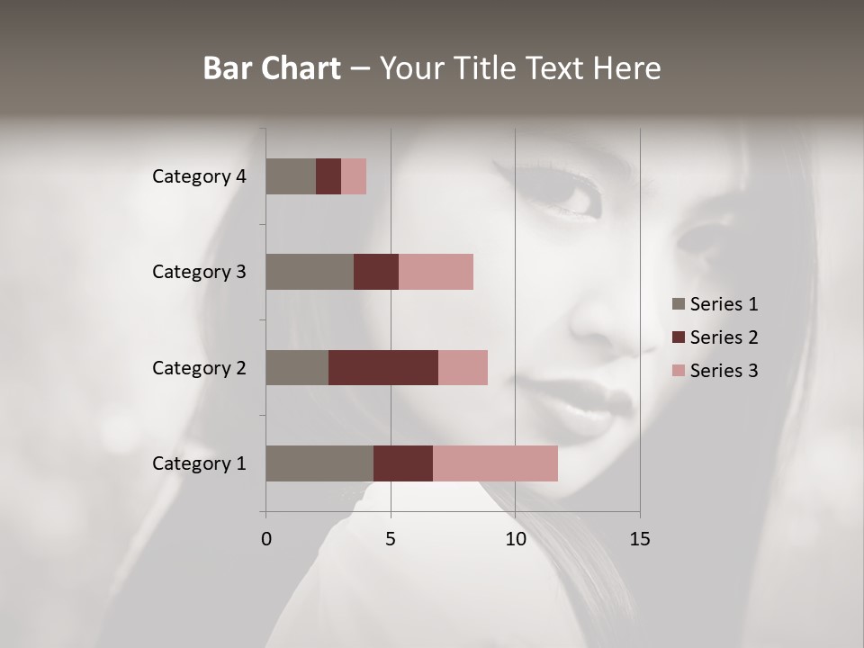 Young Woman Portrait. Black And White. PowerPoint Template