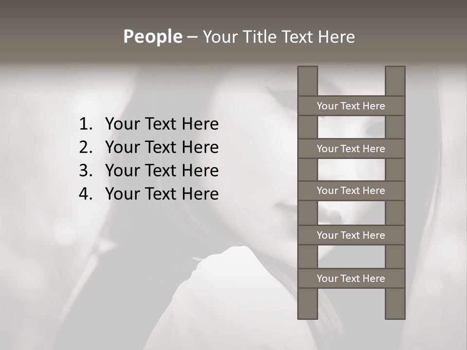 Young Woman Portrait. Black And White. PowerPoint Template