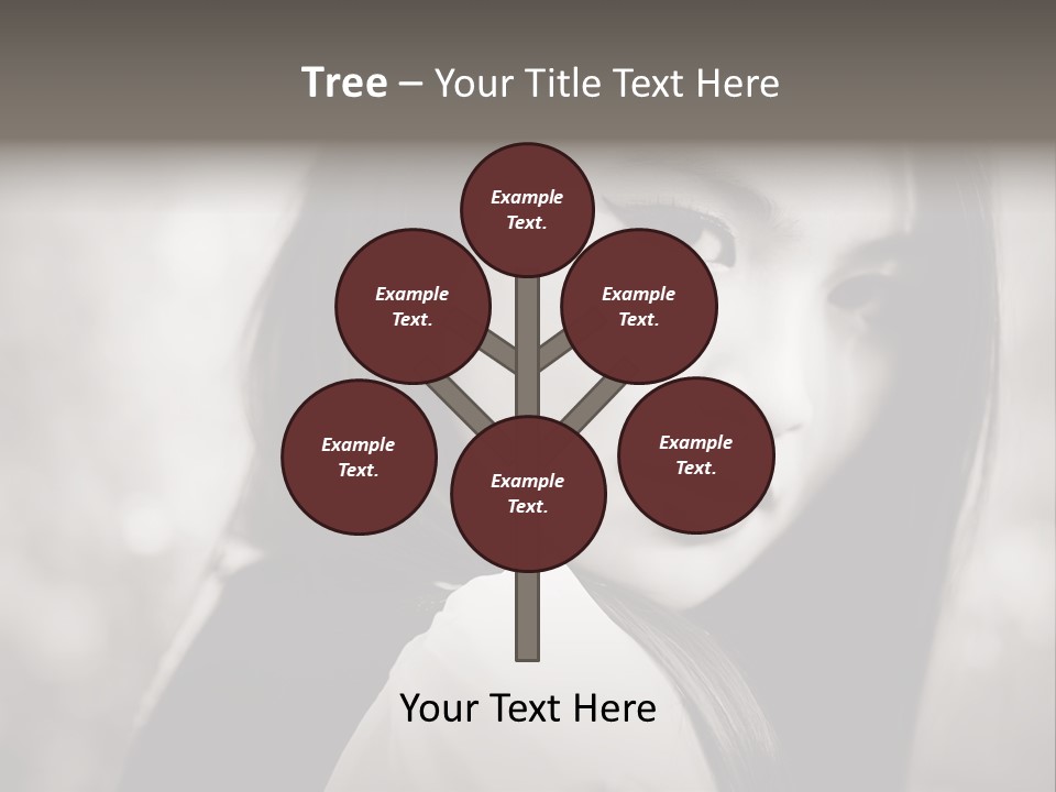 Young Woman Portrait. Black And White. PowerPoint Template