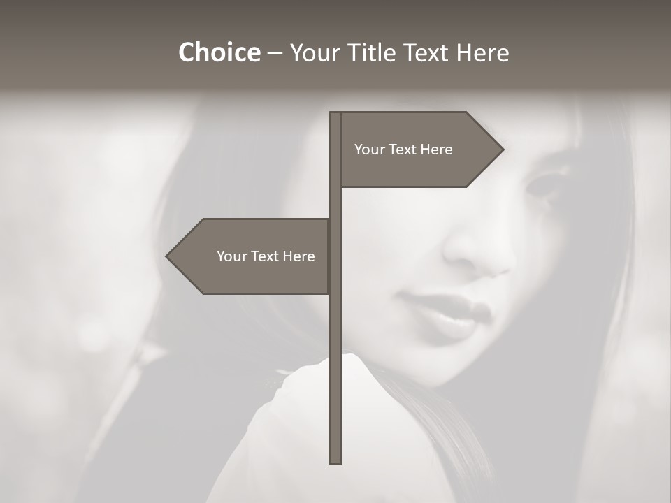 Young Woman Portrait. Black And White. PowerPoint Template