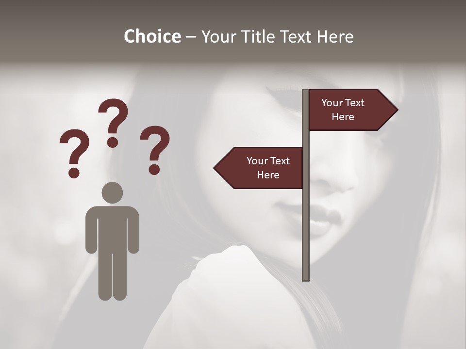 Young Woman Portrait. Black And White. PowerPoint Template