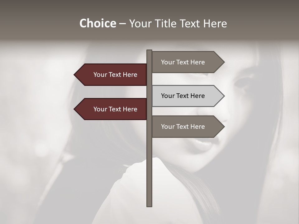 Young Woman Portrait. Black And White. PowerPoint Template