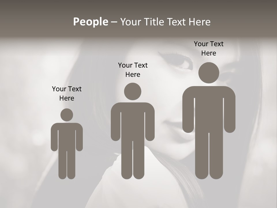 Young Woman Portrait. Black And White. PowerPoint Template