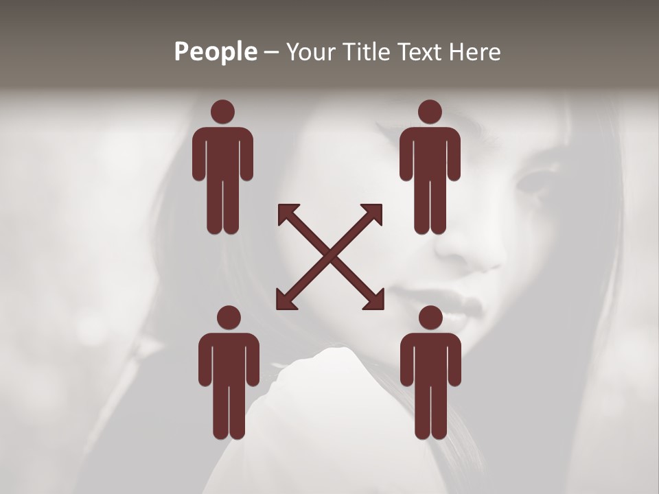 Young Woman Portrait. Black And White. PowerPoint Template