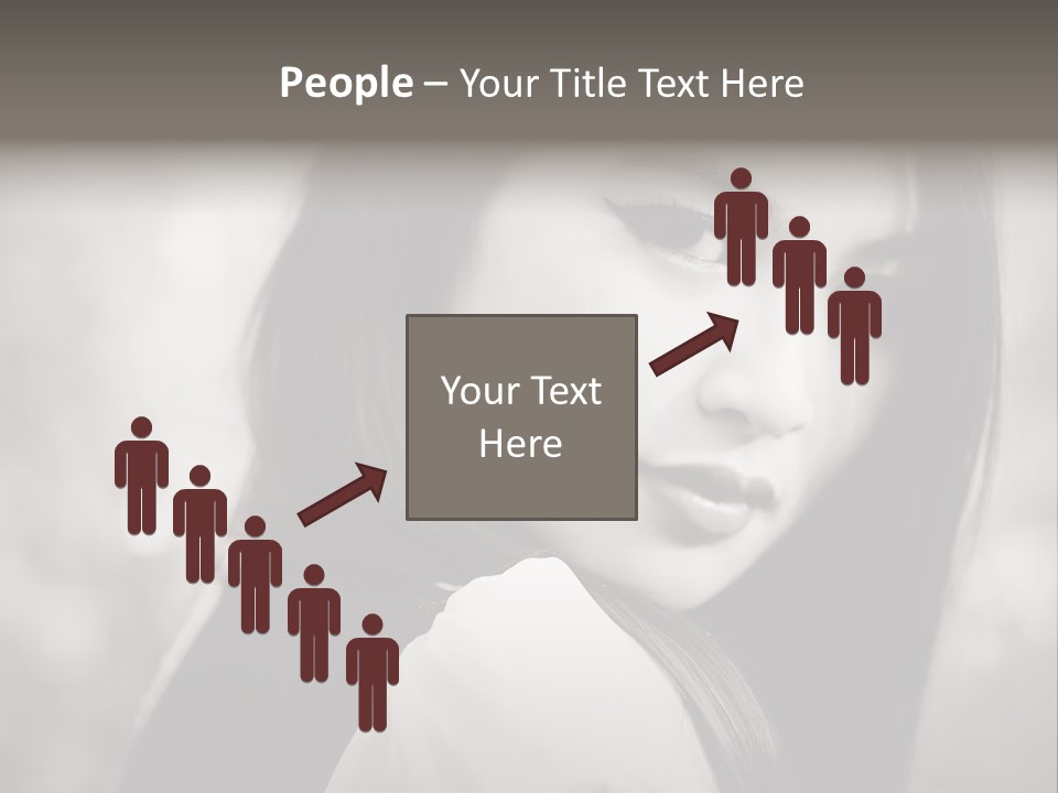 Young Woman Portrait. Black And White. PowerPoint Template