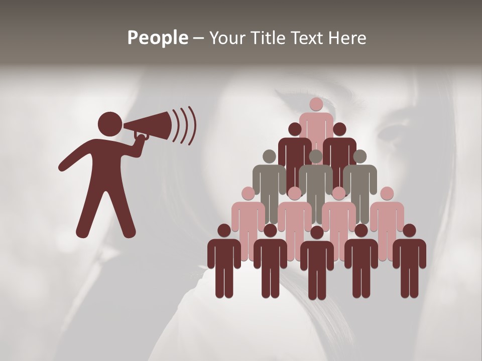 Young Woman Portrait. Black And White. PowerPoint Template