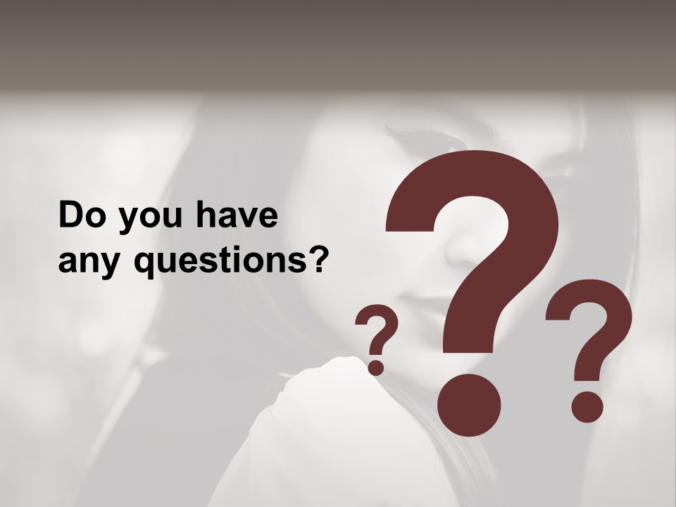 Young Woman Portrait. Black And White. PowerPoint Template